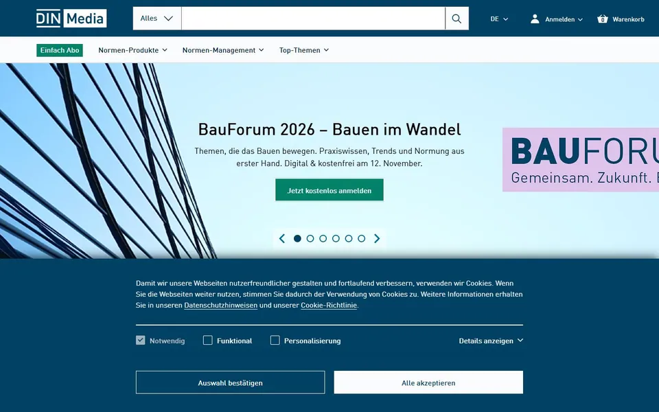 DIN Media – Ansicht der Anbieter-Website