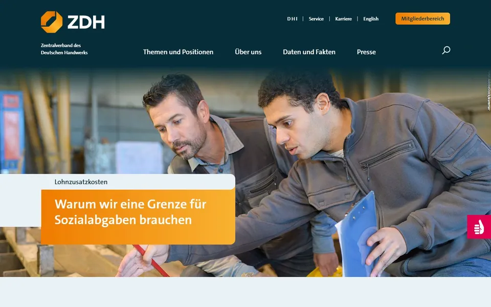 ZDH – Ansicht der Anbieter-Website