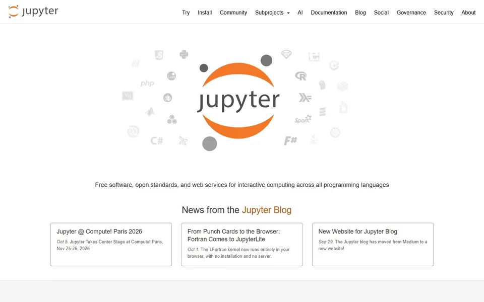 Jupyter – Ansicht der Anbieter-Website