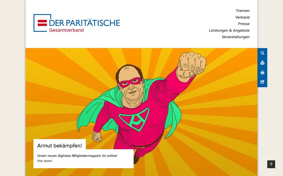 Paritätischer Gesamtverband – Ansicht der Anbieter-Website