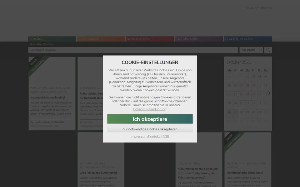 Kulturmanagement Network – Ansicht der Anbieter-Website