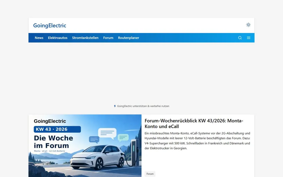 GoingElectric – Ansicht der Anbieter-Website