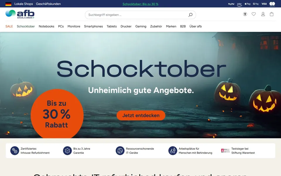 AfB shop – Ansicht der Anbieter-Website
