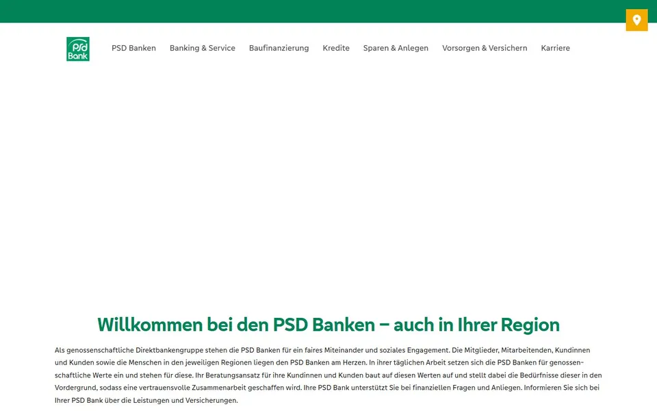 PSD Banken – Ansicht der Anbieter-Website