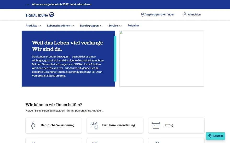 SIGNAL IDUNA – Ansicht der Anbieter-Website