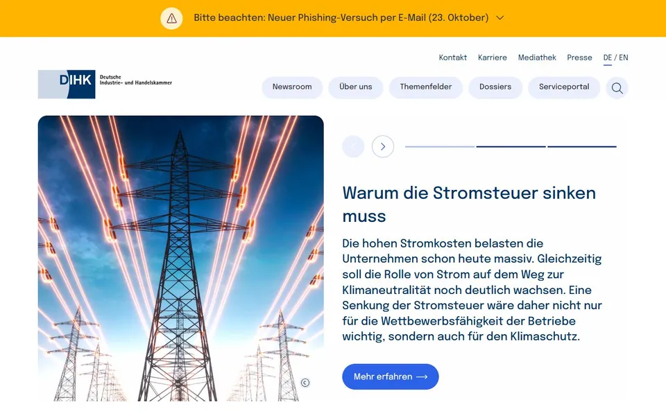DIHK – Ansicht der Anbieter-Website