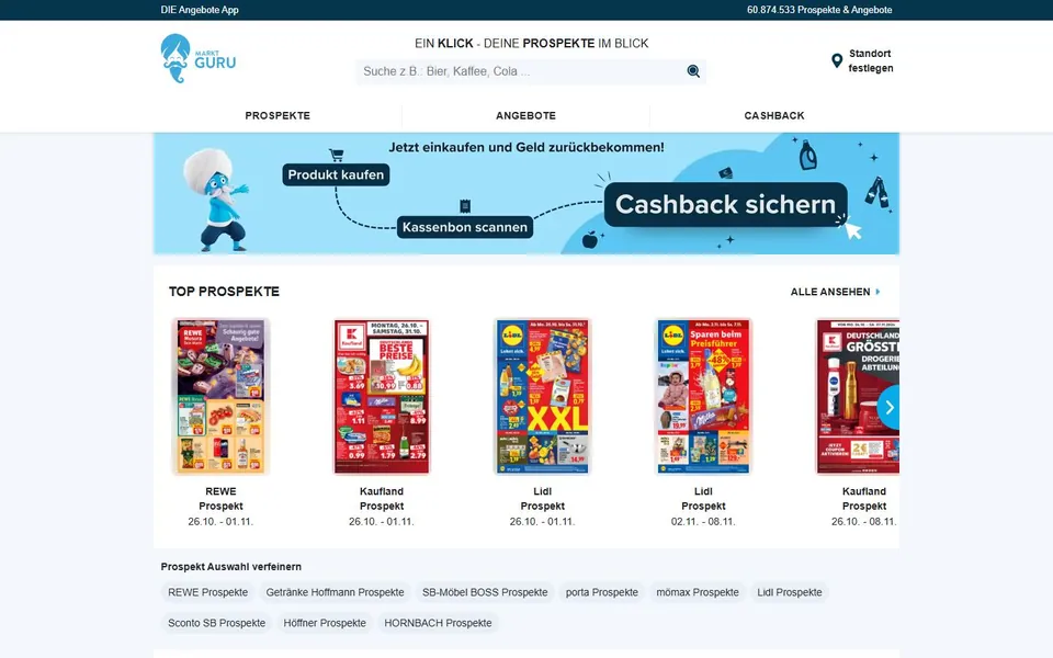 Marktguru – Ansicht der Anbieter-Website