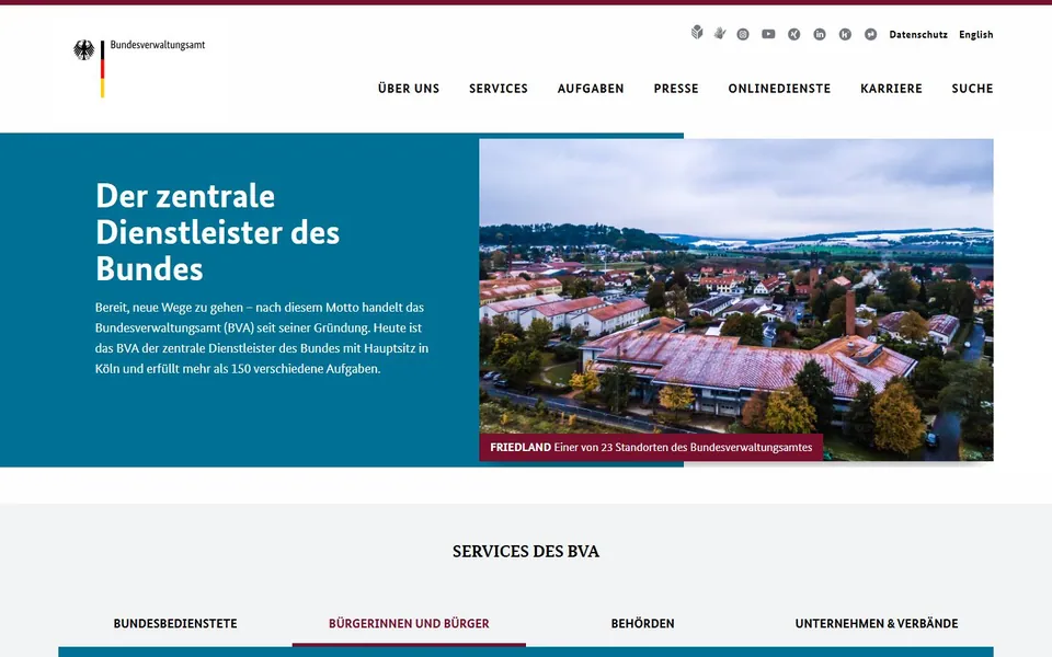 Bundesverwaltungsamt – Ansicht der Anbieter-Website
