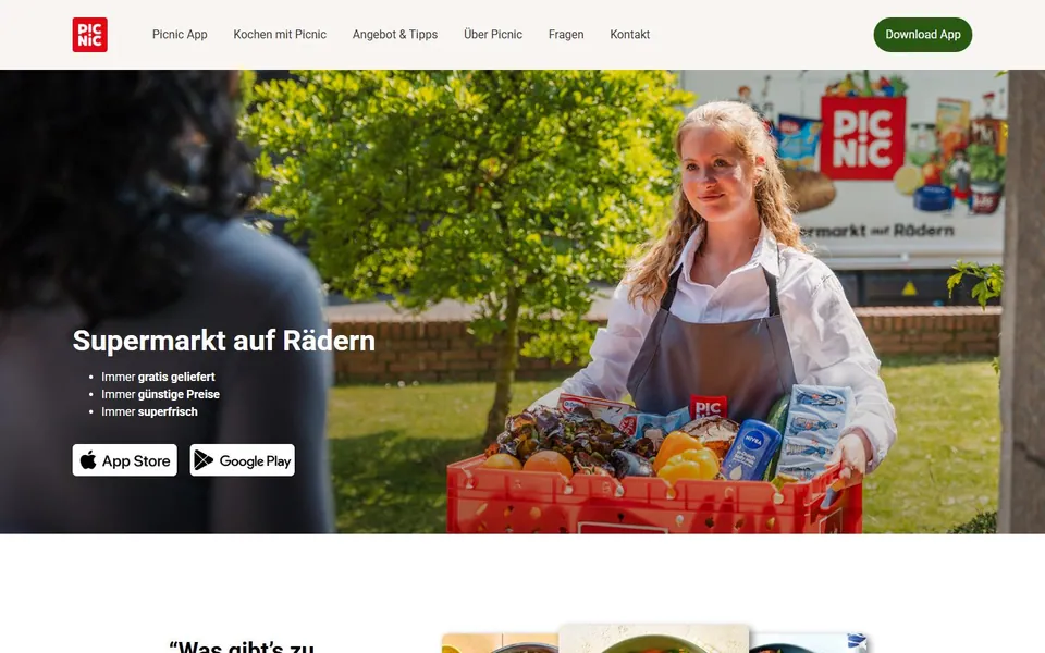 Picnic – Ansicht der Anbieter-Website
