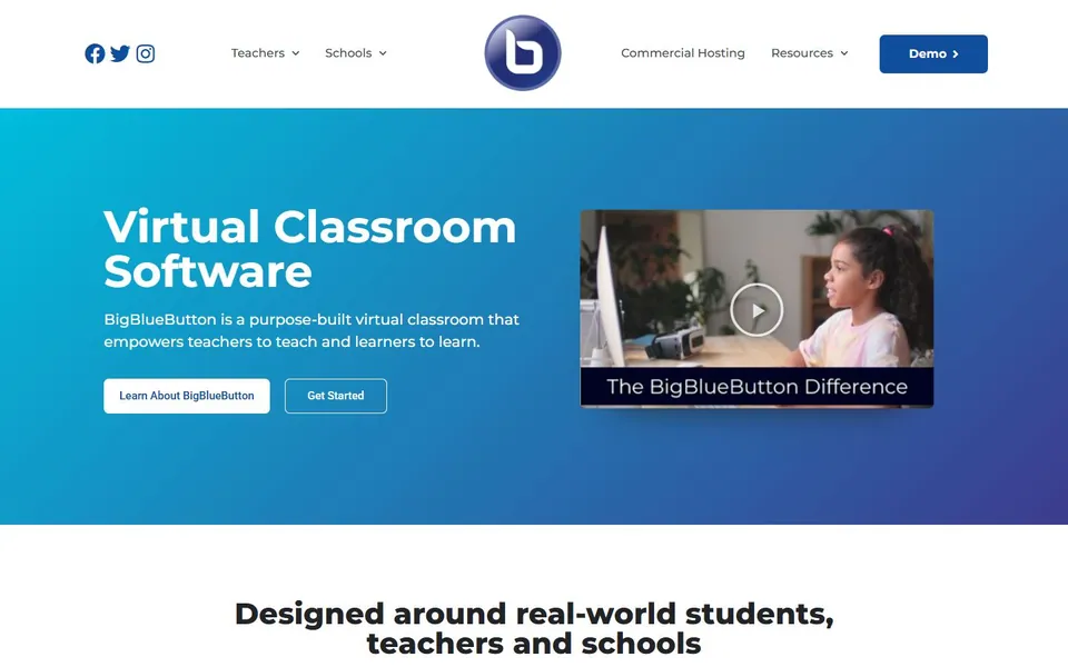 BigBlueButton – Ansicht der Anbieter-Website