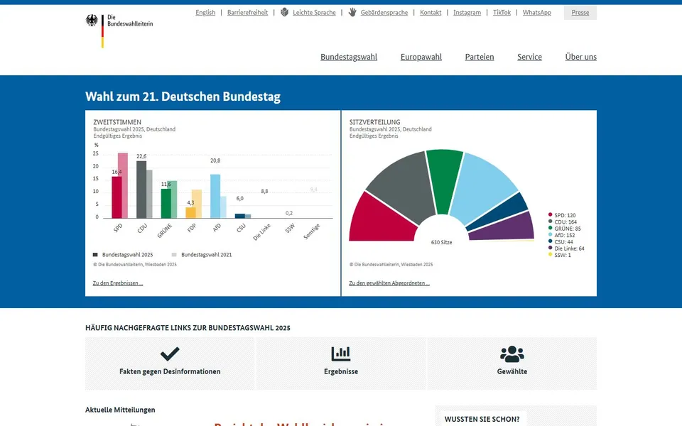 Bundeswahlleitung – Ansicht der Anbieter-Website