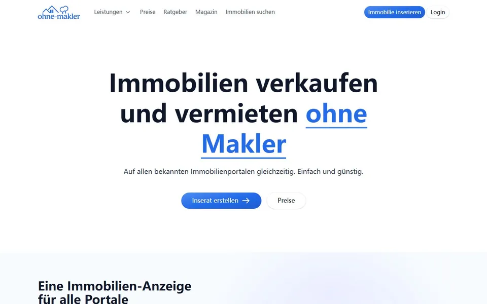 ohne-makler.net – Ansicht der Anbieter-Website
