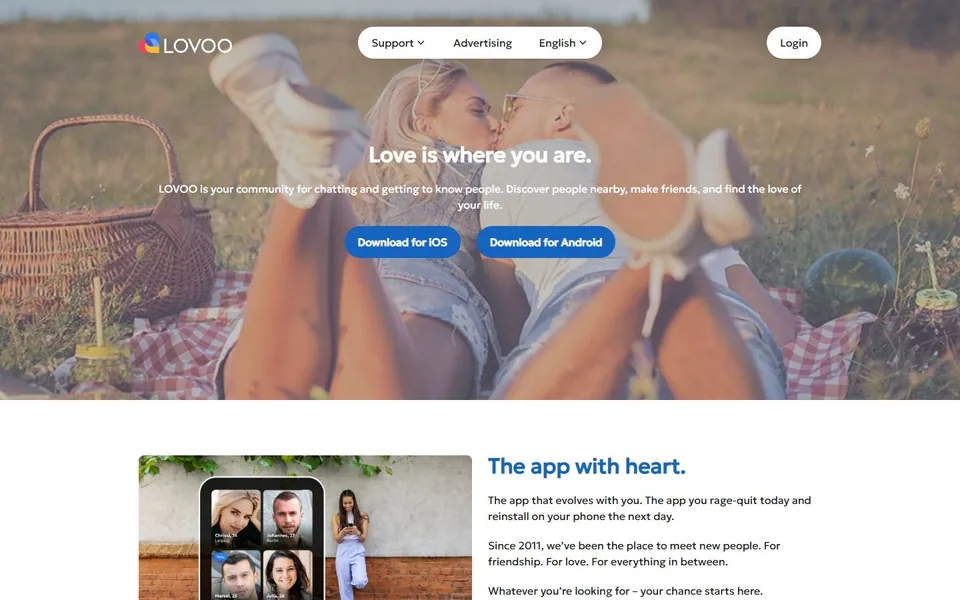 LOVOO – Ansicht der Anbieter-Website