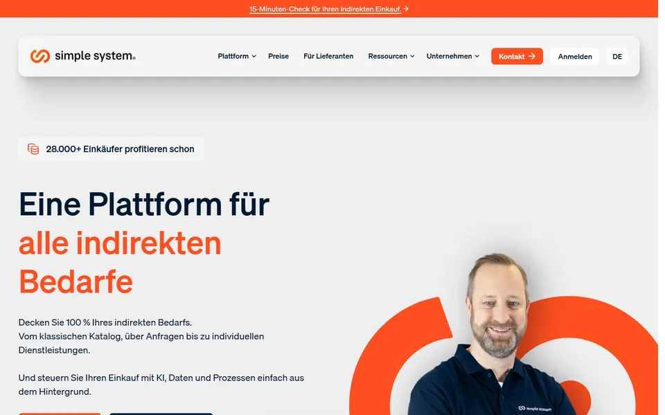 simple system – Ansicht der Anbieter-Website