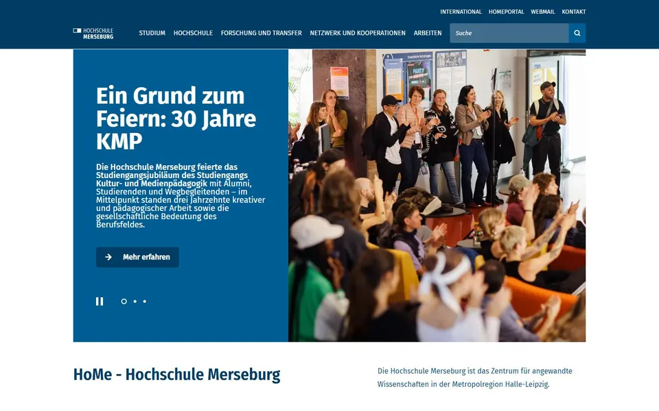 Hochschule Merseburg – Ansicht der Anbieter-Website