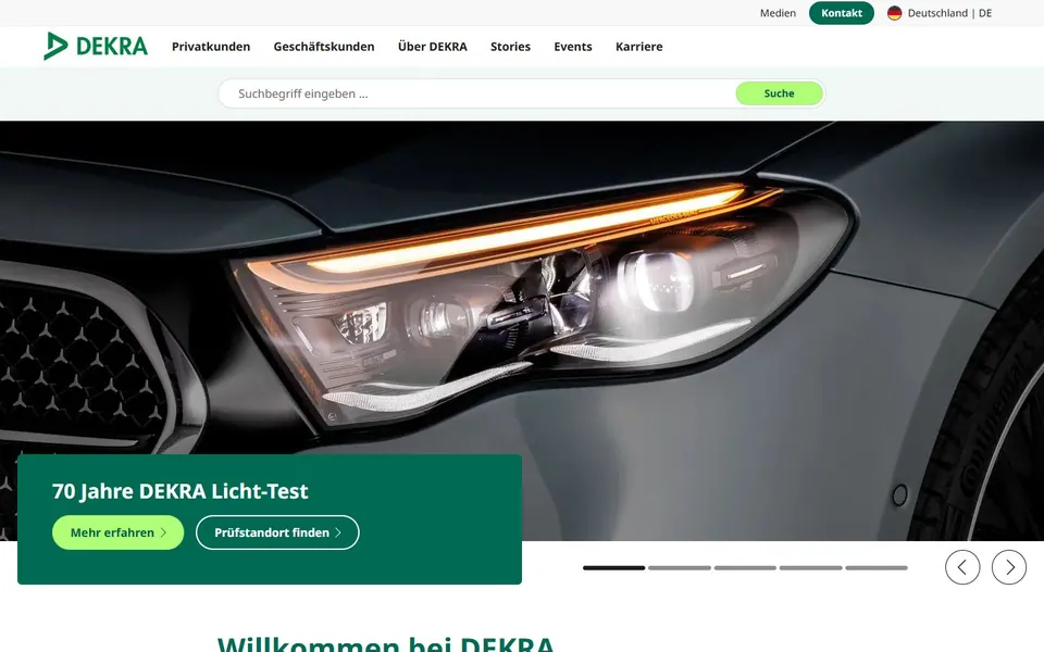 DEKRA – Ansicht der Anbieter-Website