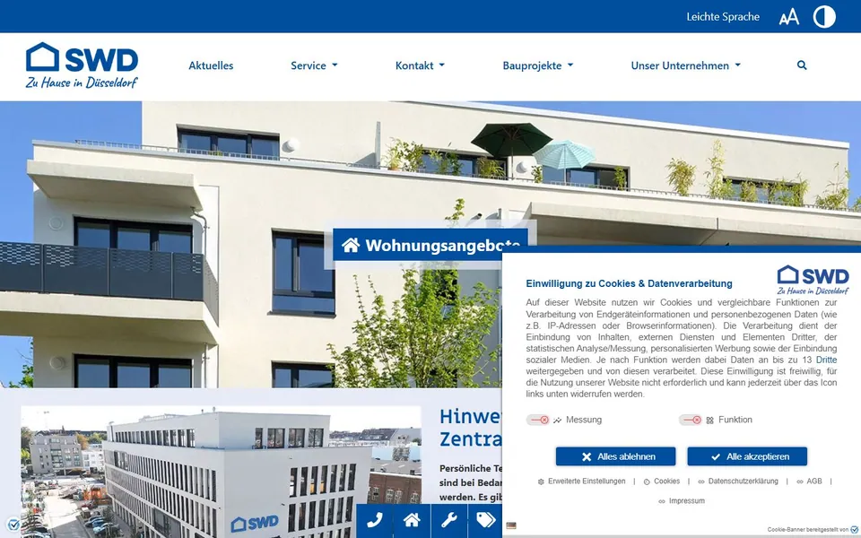 SWD Düsseldorf – Ansicht der Anbieter-Website