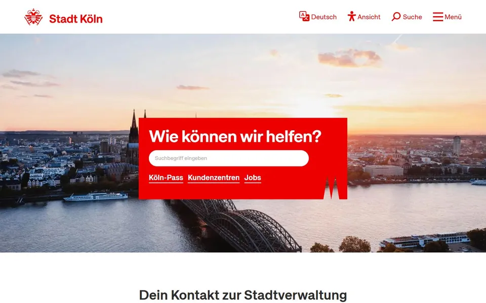 Stadt Köln – Ansicht der Anbieter-Website