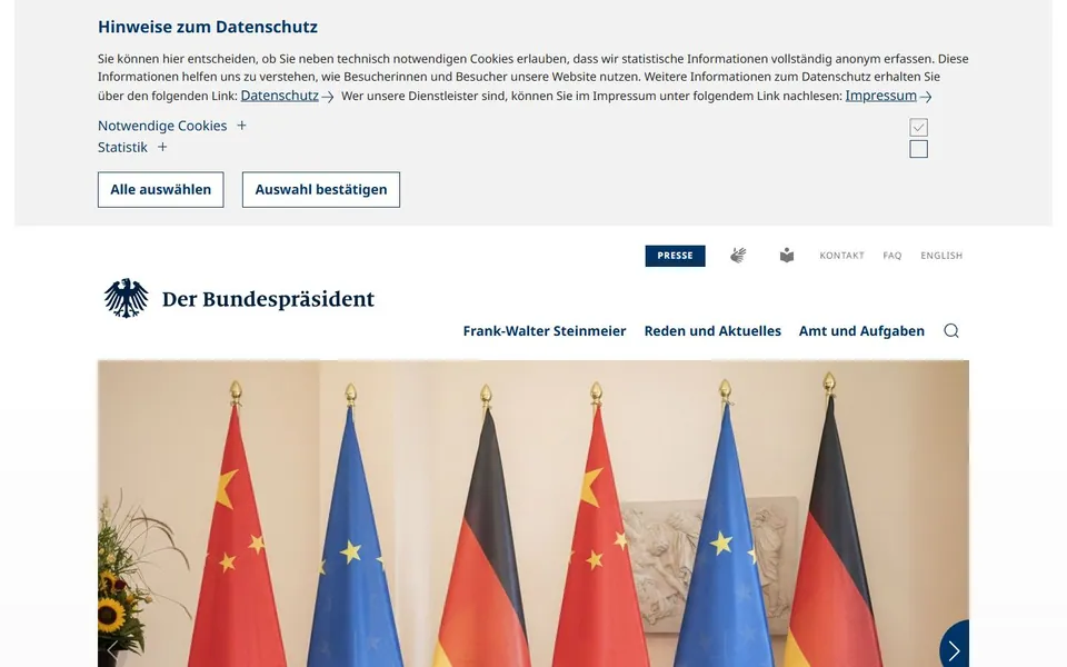 Bundespräsident – Ansicht der Anbieter-Website