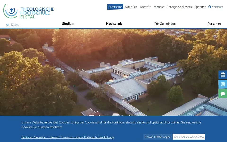 Theologische Hochschule Elstal – Ansicht der Anbieter-Website