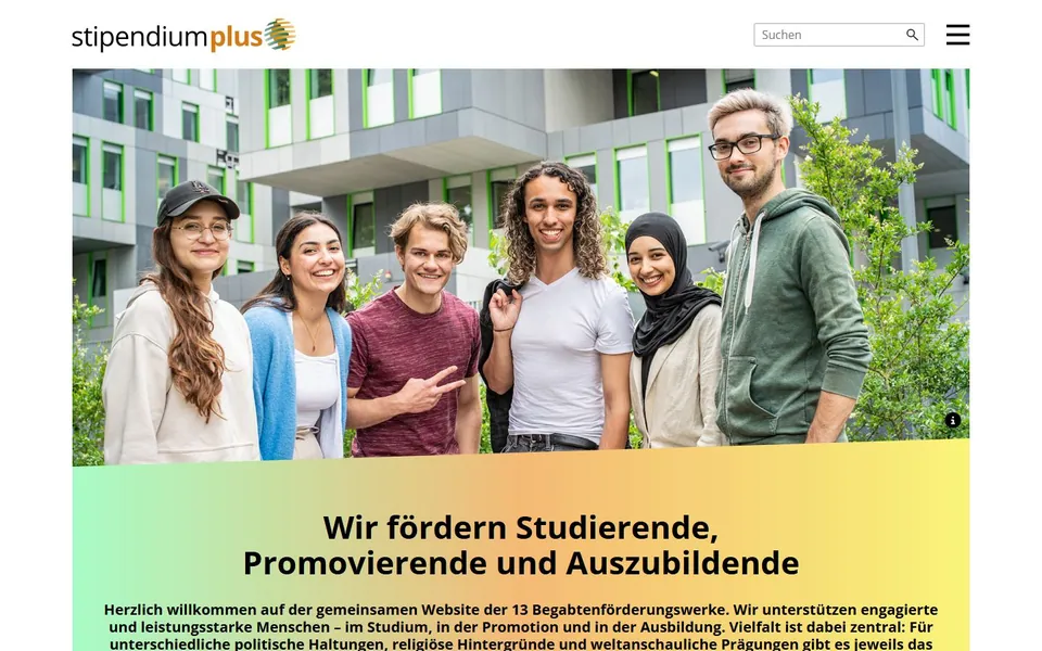 StipendiumPlus – Ansicht der Anbieter-Website