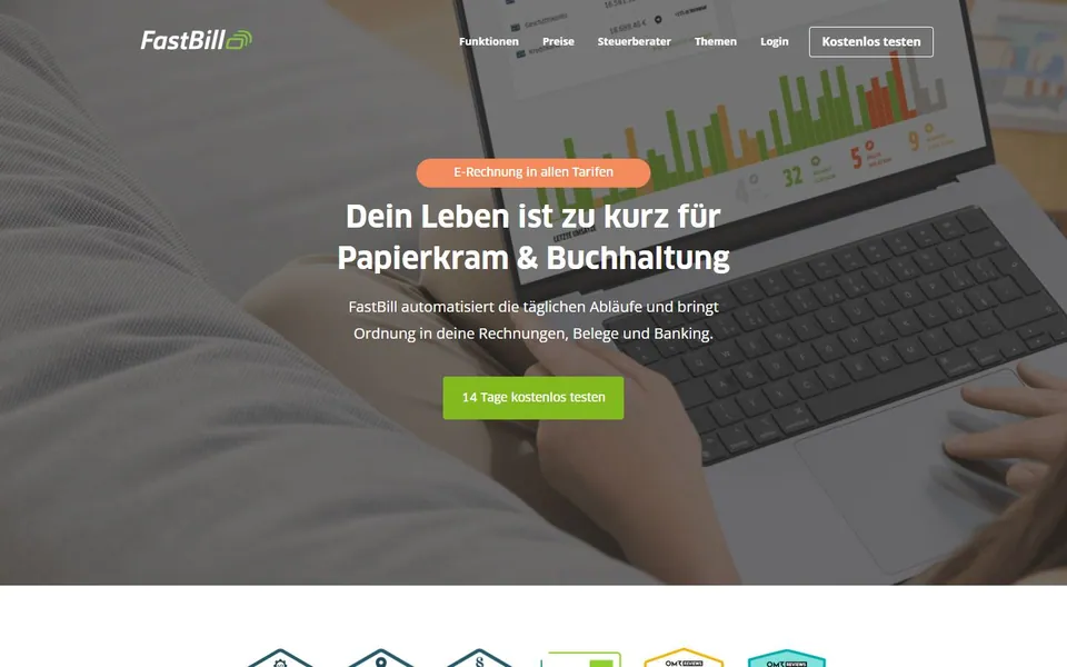 FastBill – Ansicht der Anbieter-Website