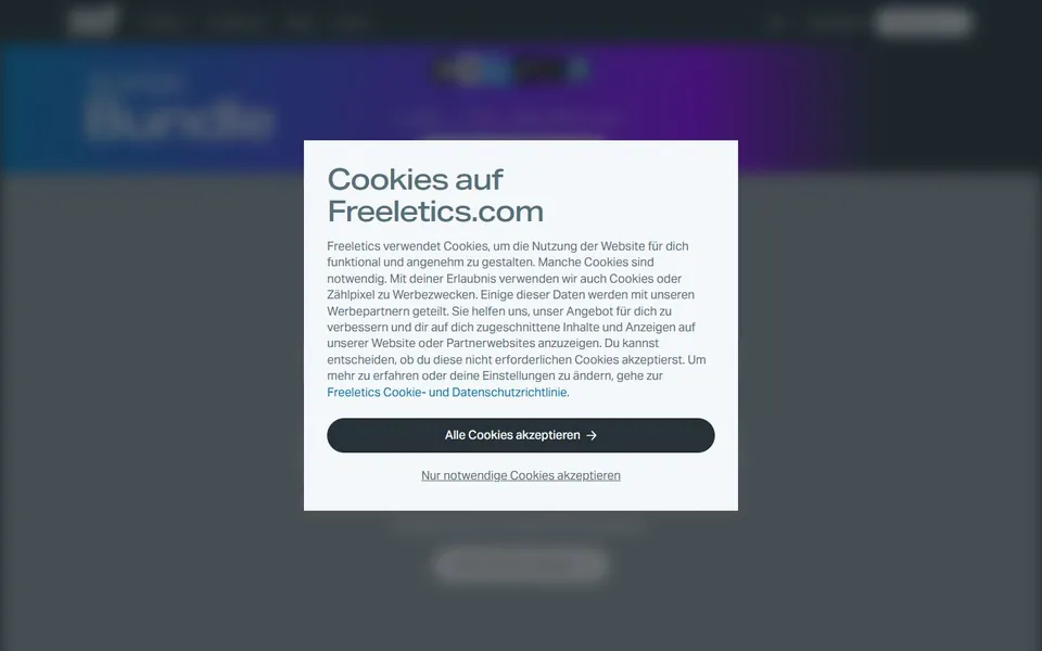 Freeletics – Ansicht der Anbieter-Website