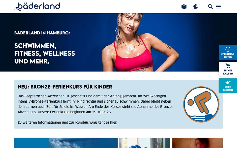 Bäderland – Ansicht der Anbieter-Website