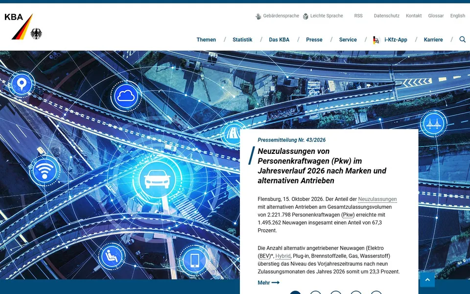 Kraftfahrt-Bundesamt – Ansicht der Anbieter-Website