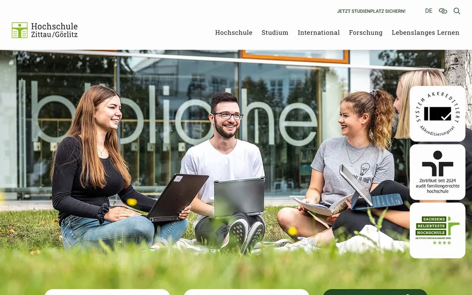 Hochschule Zittau/Görlitz – Ansicht der Anbieter-Website