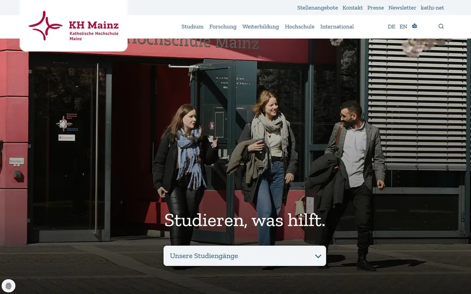 Katholische Hochschule Mainz – Ansicht der Anbieter-Website