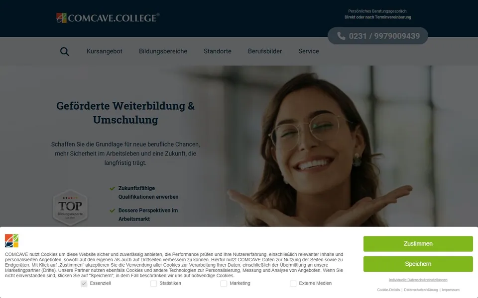 COMCAVE – Ansicht der Anbieter-Website