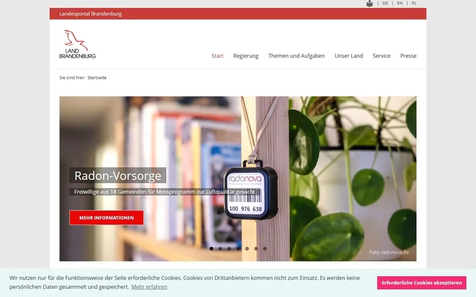 Brandenburg – Ansicht der Anbieter-Website