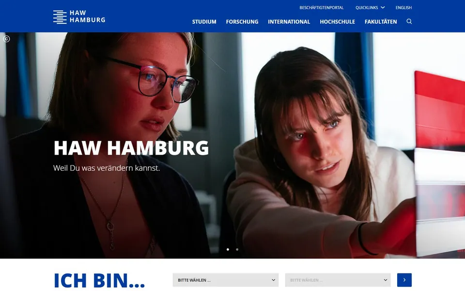 Hochschule für Angewandte Wissenschaften Hamburg – Ansicht der Anbieter-Website