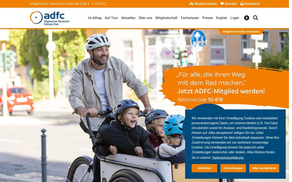 ADFC – Ansicht der Anbieter-Website