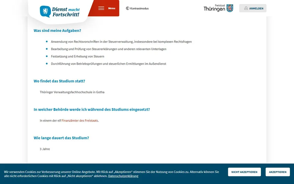 Thüringer Fachhochschule für öffentliche Verwaltung – Amtliche Studieninformation des Freistaats Thüringen