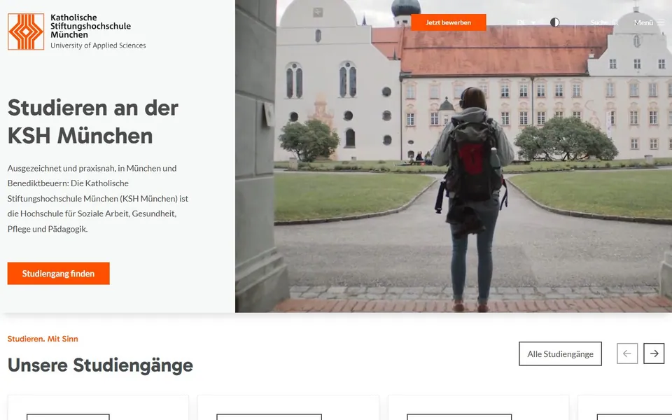 Katholische Stiftungshochschule für angewandte Wissenschaften München – Ansicht der Anbieter-Website