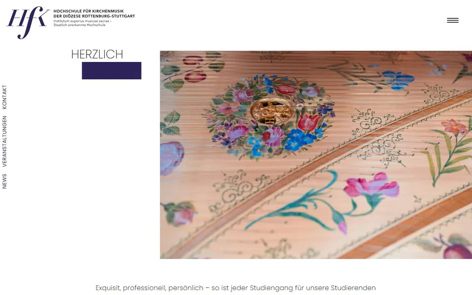 Hochschule für Kirchenmusik Rottenburg – Ansicht der Anbieter-Website