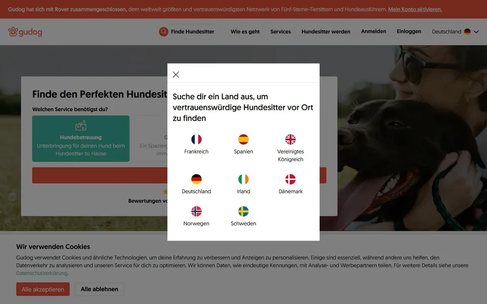 Gudog – Ansicht der Anbieter-Website