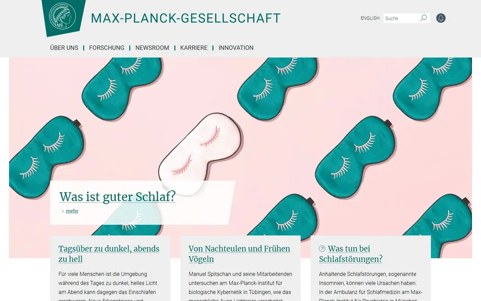 Max-Planck-Gesellschaft – Ansicht der Anbieter-Website