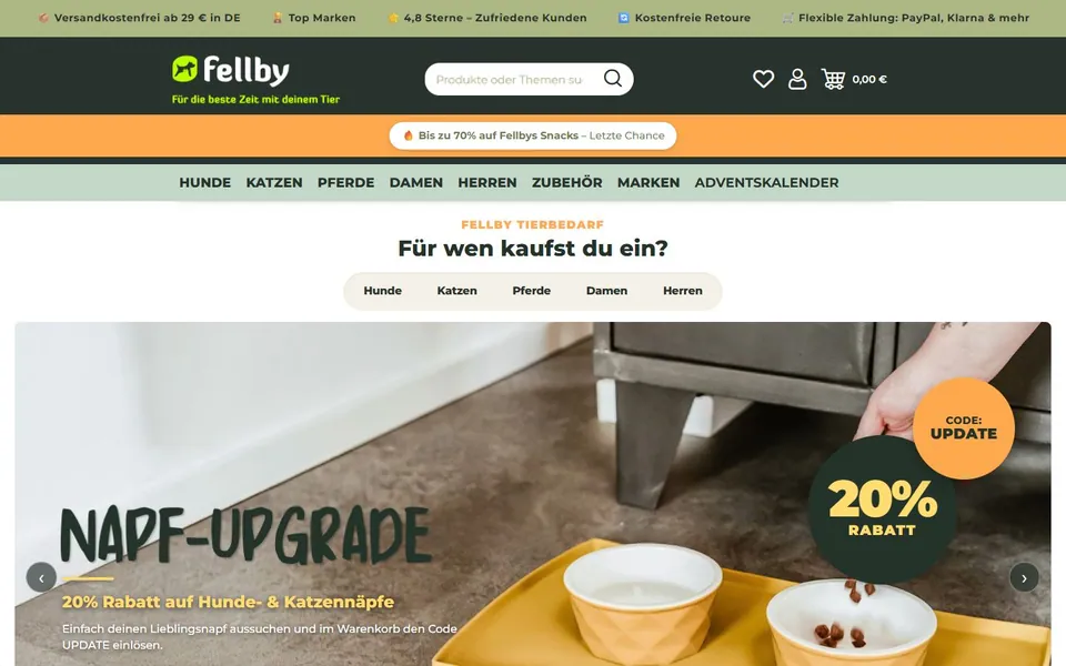 Fellby – Ansicht der Anbieter-Website