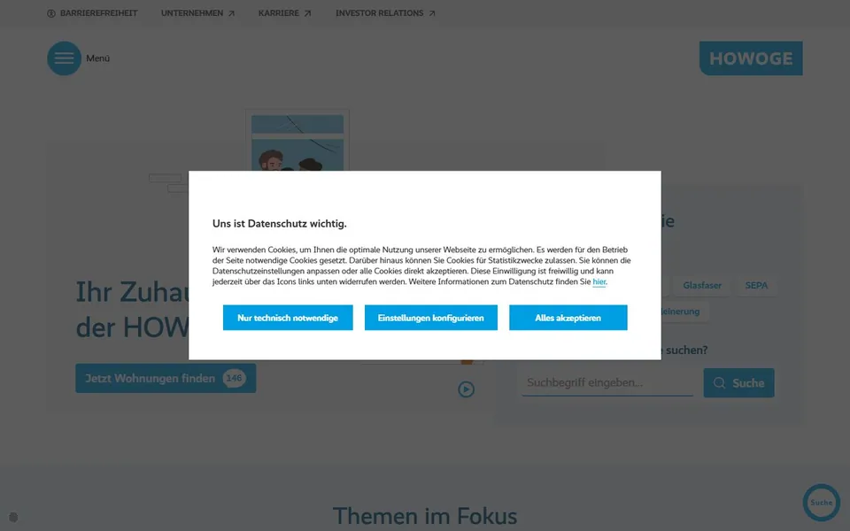 HOWOGE – Ansicht der Anbieter-Website