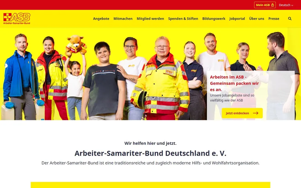 Arbeiter-Samariter-Bund – Ansicht der Anbieter-Website