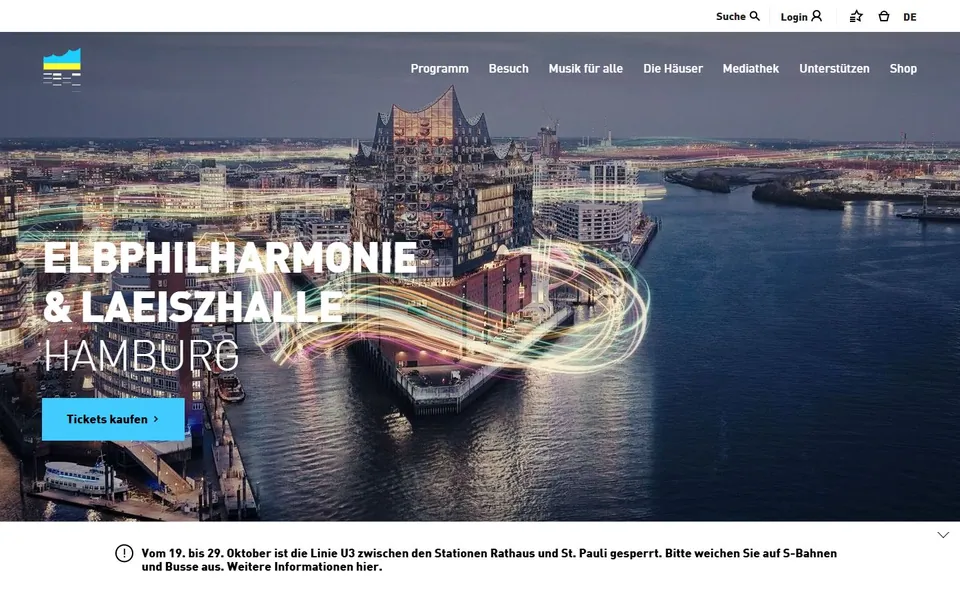 Elbphilharmonie – Ansicht der Anbieter-Website