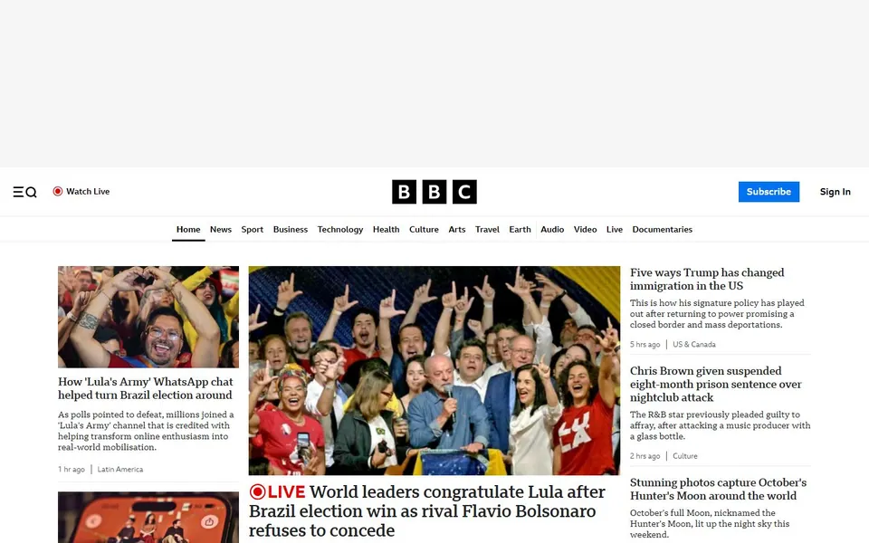 BBC – Ansicht der Anbieter-Website