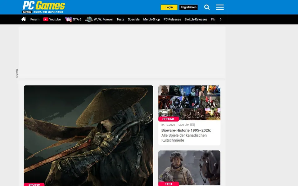 PC Games – Ansicht der Anbieter-Website