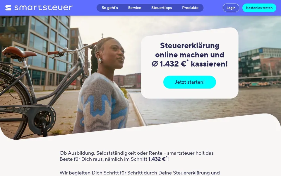 smartsteuer – Ansicht der Anbieter-Website