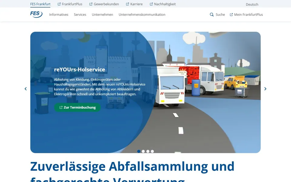 FES Frankfurt – Ansicht der Anbieter-Website