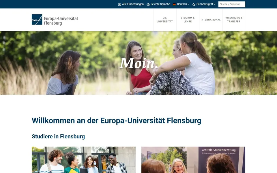 Europa-Universität Flensburg – Ansicht der Anbieter-Website