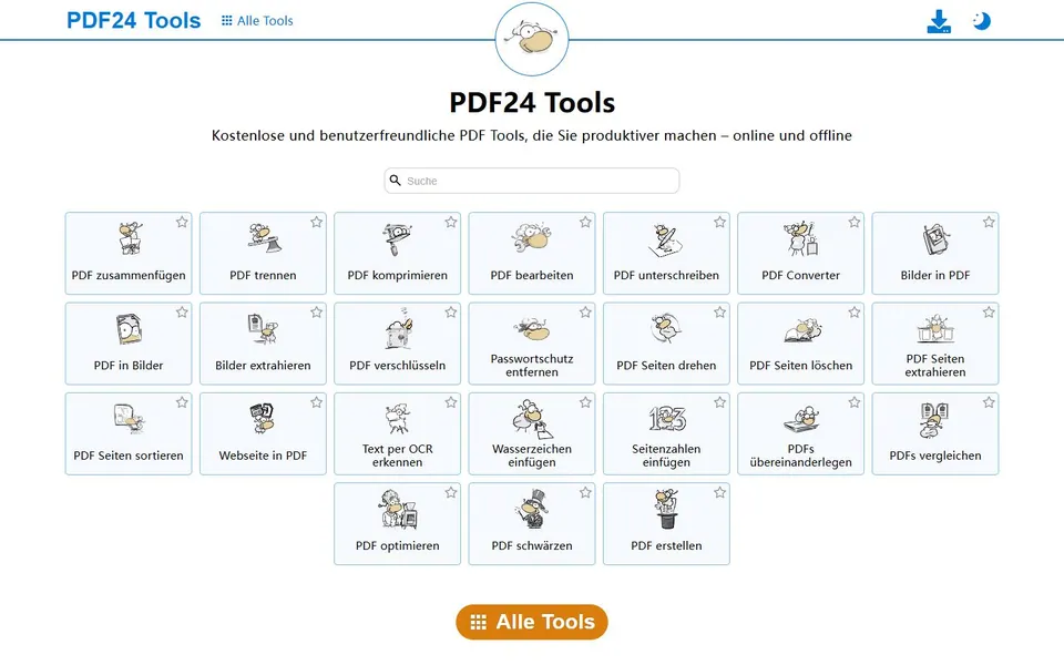 PDF24 – Ansicht der Anbieter-Website